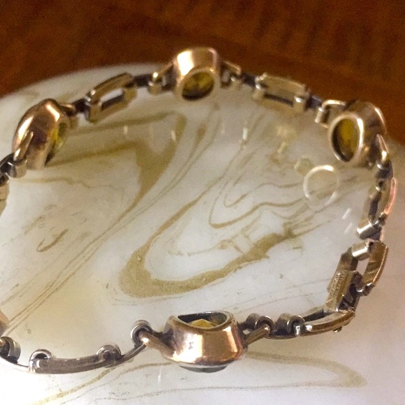 10k GF vintage cabochon link bracelet - Picture 3 of 7